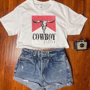 Cowboy Killer Crop Top Marlboro in white